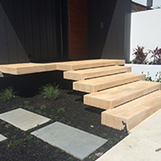 Finished floating concrete steps