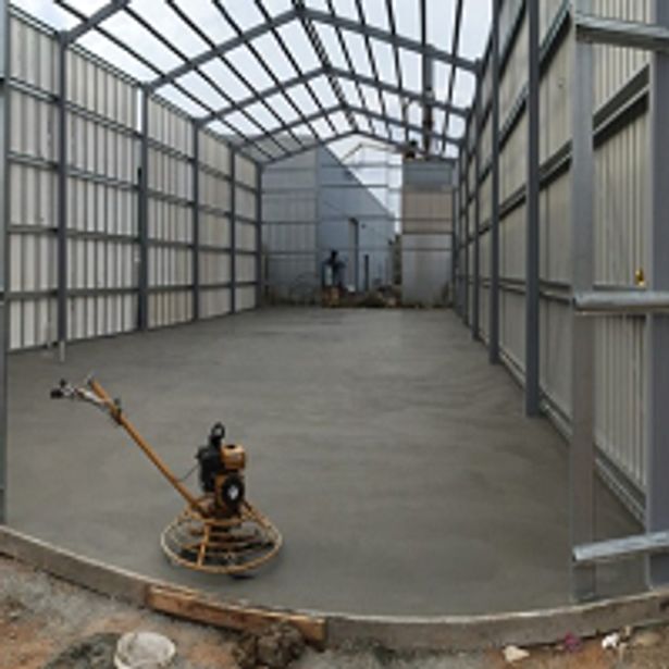 Large room floor just finished concreting and in the process of drying